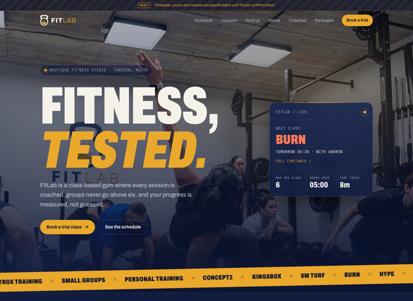 Fitlab website homepage